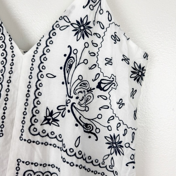 Madewell Embroidered Deep V-Neck Midi Dress Bandana Size M NWT - Picture 6 of 10